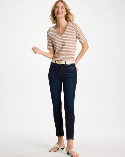 Chico's Top Pick | Striped Cotton Slub V-Neck Tee
