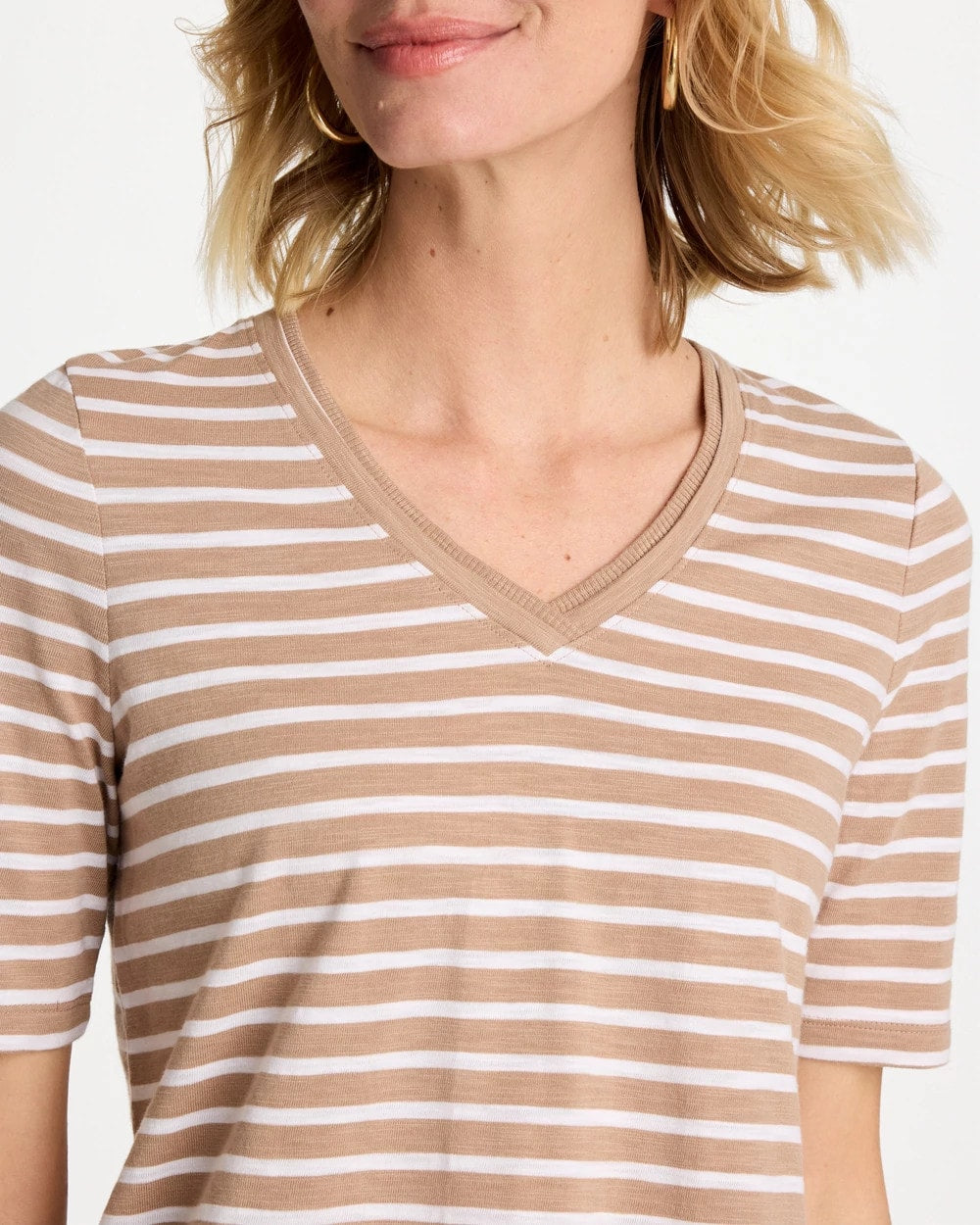 Chico's Top Pick | Striped Cotton Slub V-Neck Tee