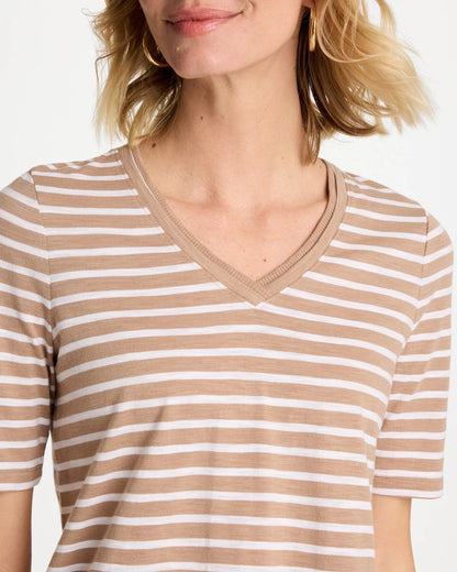 Chico's Top Pick | Striped Cotton Slub V-Neck Tee