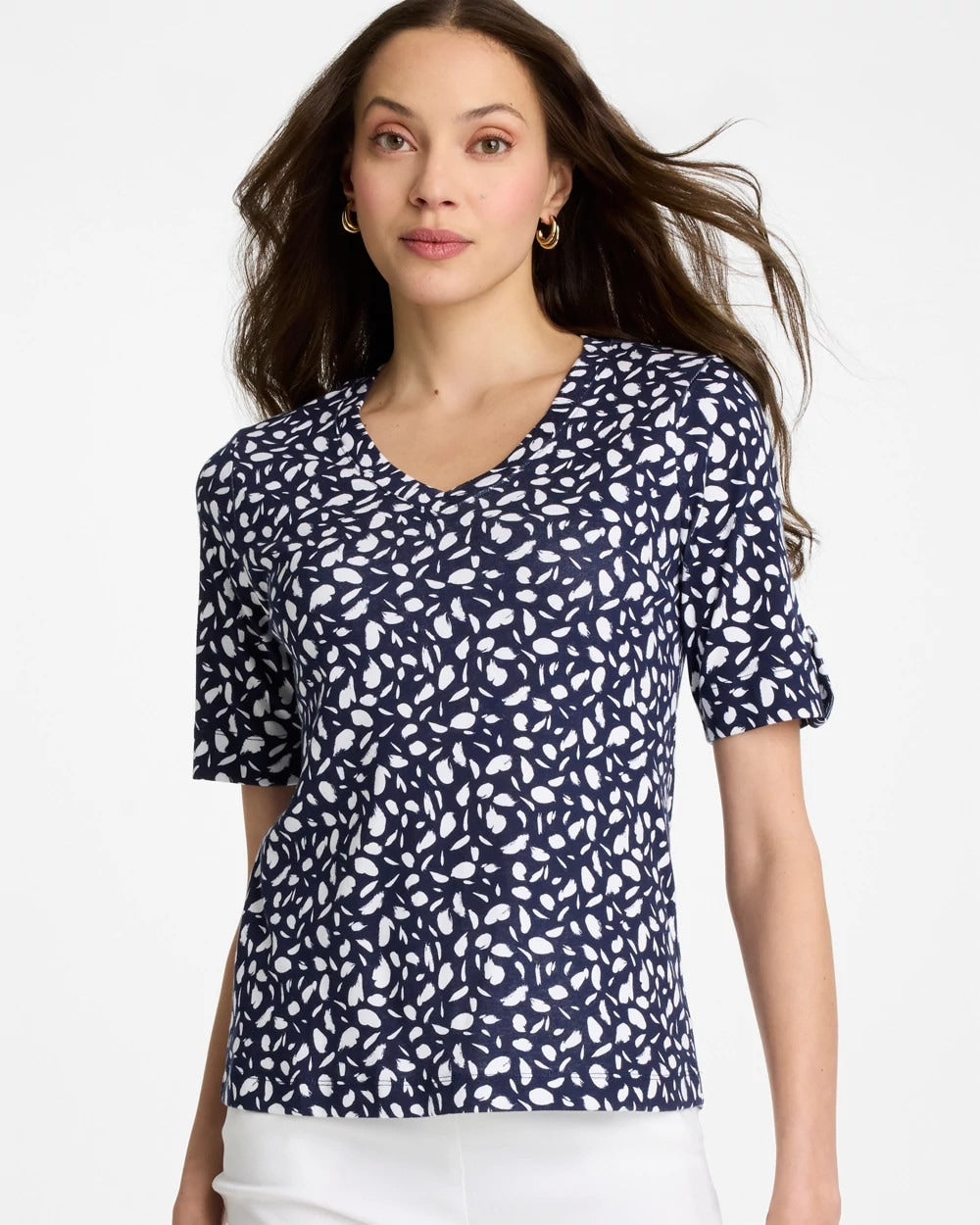 Chico's Essential | Printed Pima V-Neck Tee