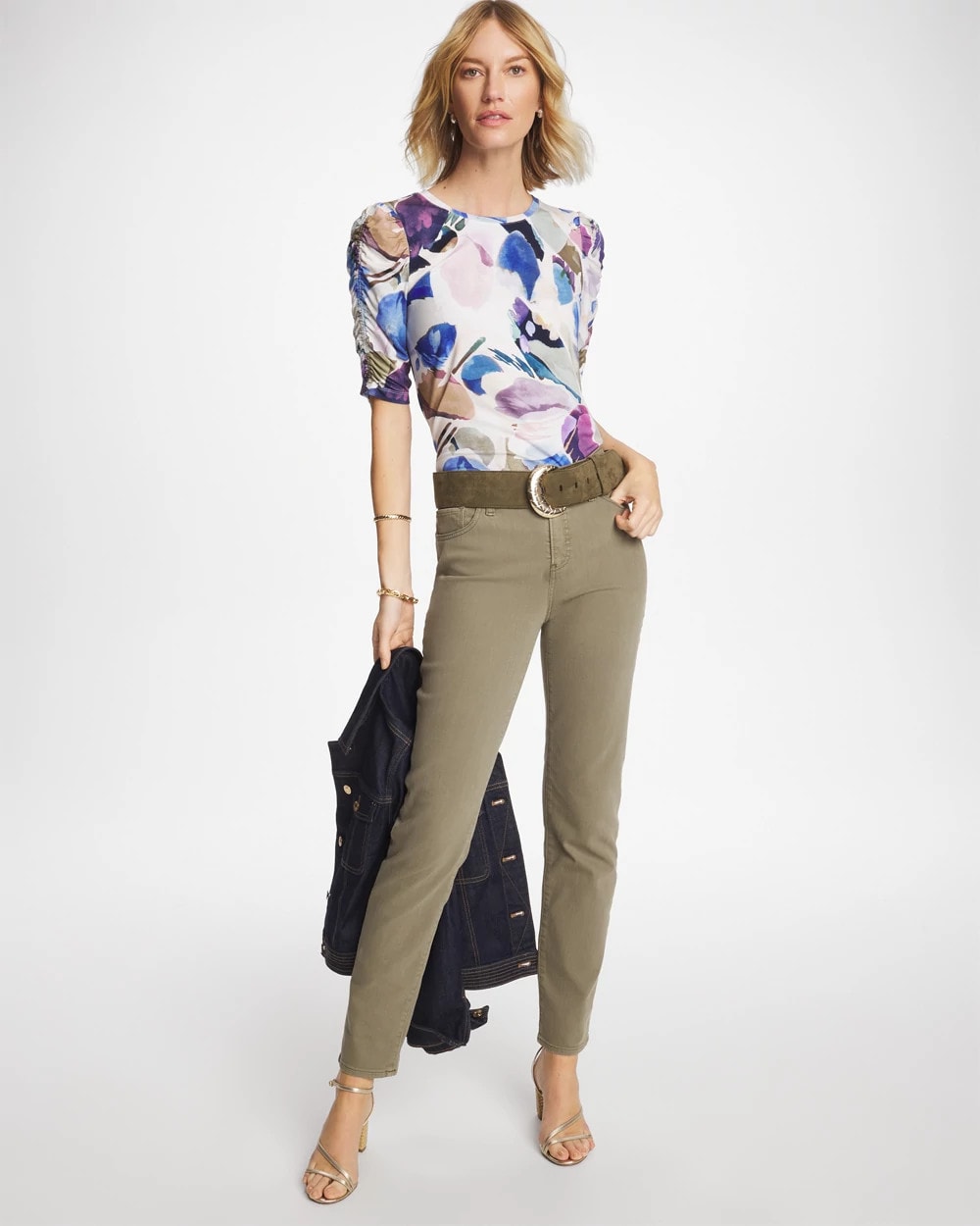 Chico's Latest | Geo Blur Ruched Sleeve Tee