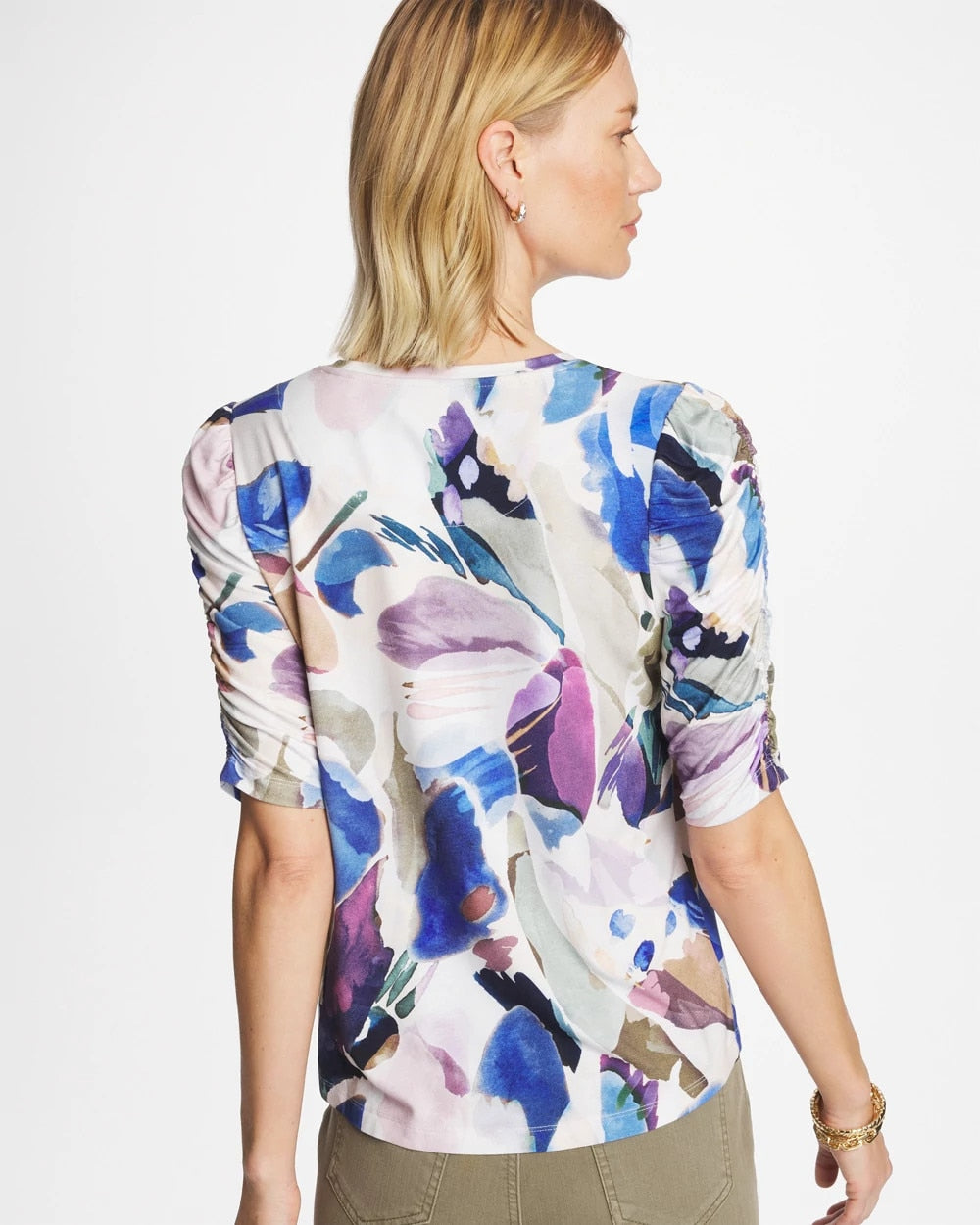 Chico's Latest | Geo Blur Ruched Sleeve Tee