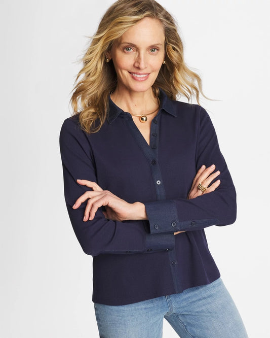 Chico's Special Offer | Collared Rib Mix Henley