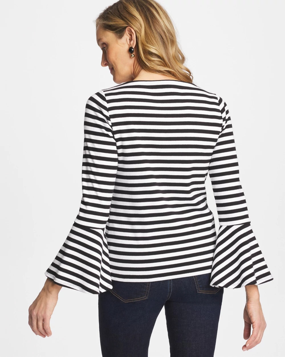 Chico's Value | Striped Rib Knit Bell Sleeve Top