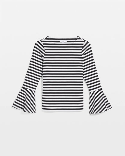 Chico's Value | Striped Rib Knit Bell Sleeve Top