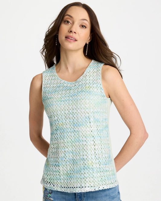 Chico's Premium | Mermaid Sequin Mesh Crochet Tank
