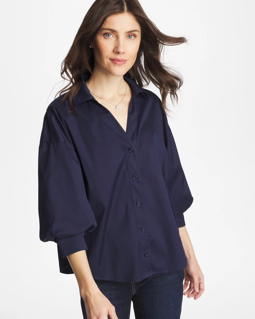 Chico's Hot Sale | Poplin Billow Sleeve Blouse