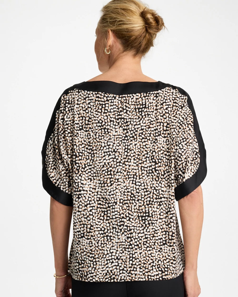 Chico's Signature | Printed Jersey & Satin Dolman Tee