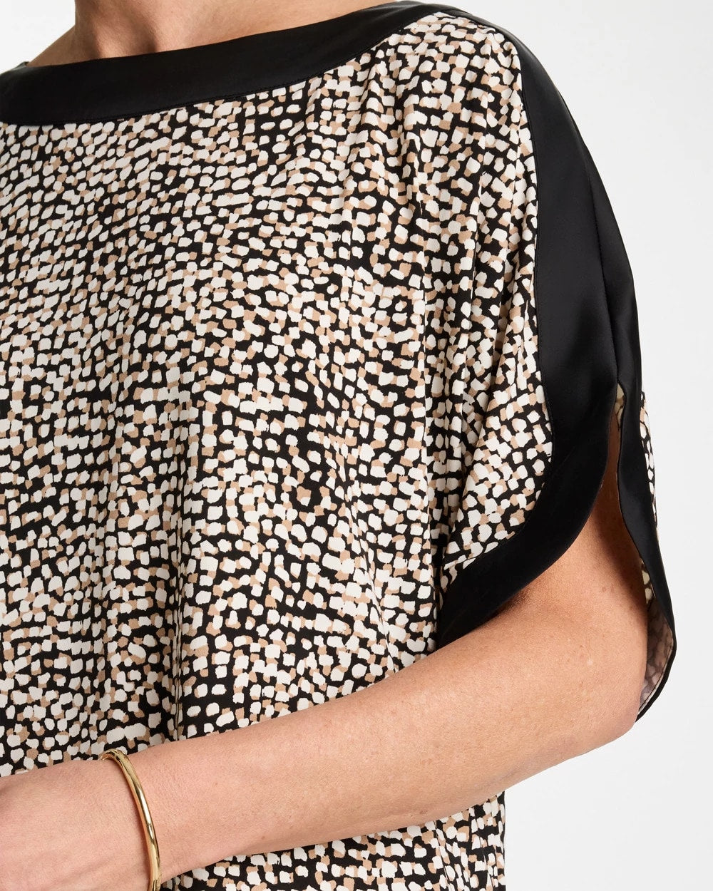 Chico's Signature | Printed Jersey & Satin Dolman Tee