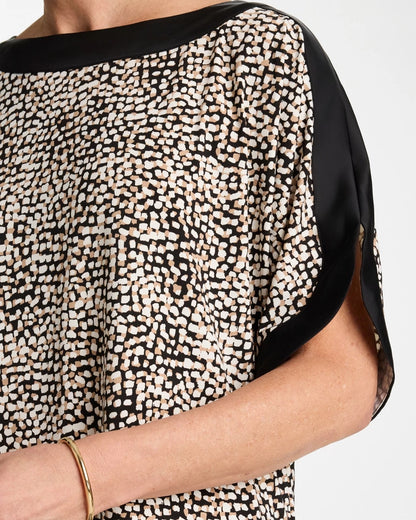 Chico's Signature | Printed Jersey & Satin Dolman Tee