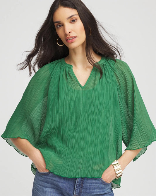 Chico's Exclusive | Textured Pleated Chiffon Blouse