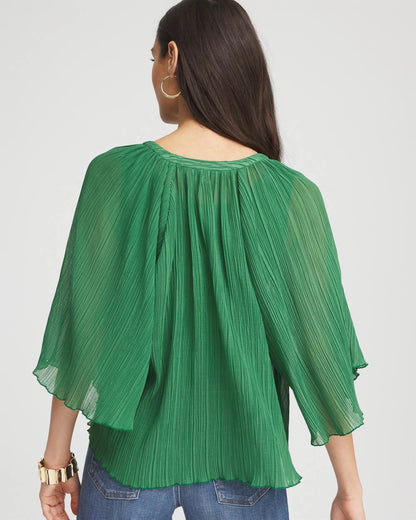 Chico's Exclusive | Textured Pleated Chiffon Blouse