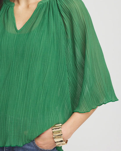 Chico's Exclusive | Textured Pleated Chiffon Blouse