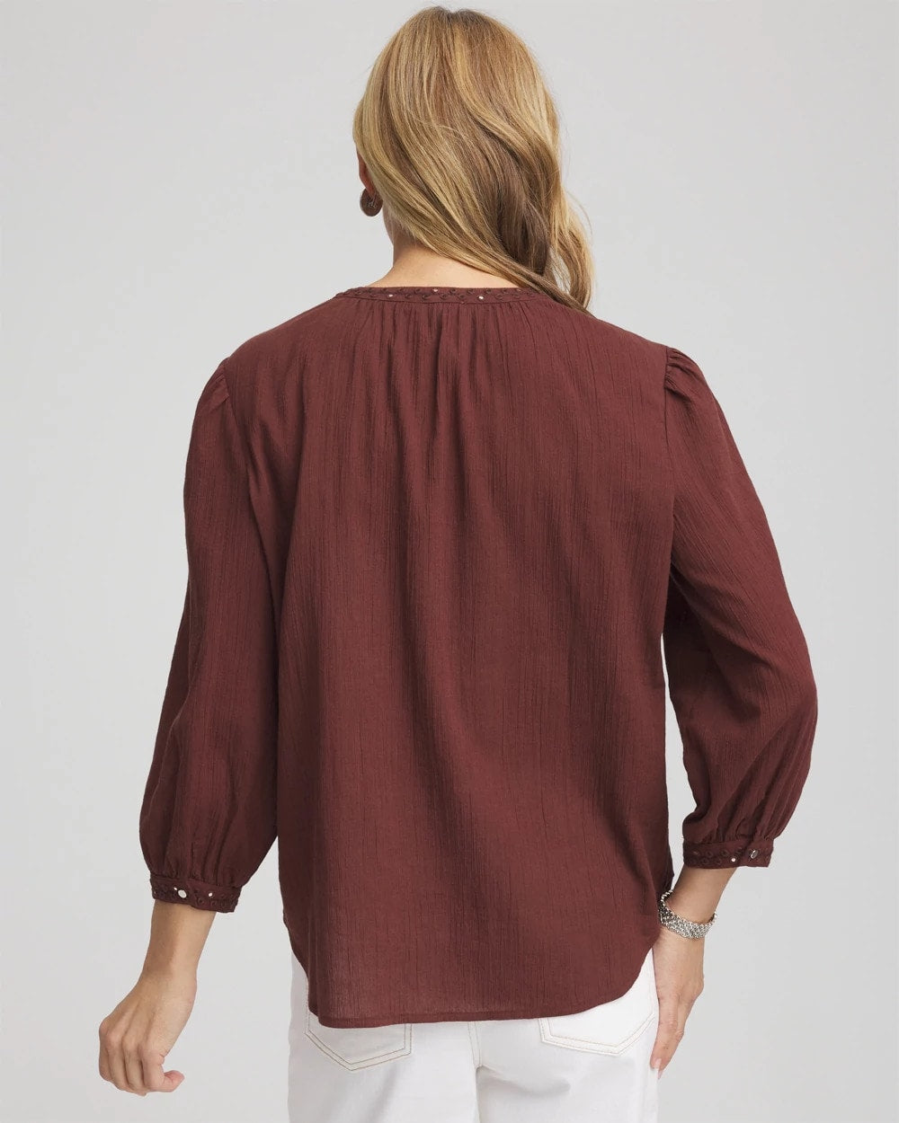 Chico's Exclusive | Embroidered Crinkle-Cotton Blouse
