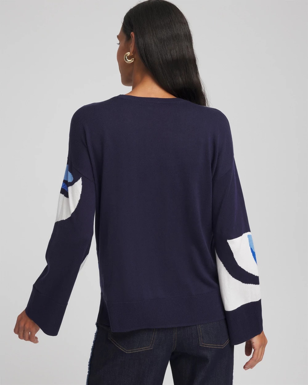 Chico's Great Value | Floral Intarsia Crewneck Pullover