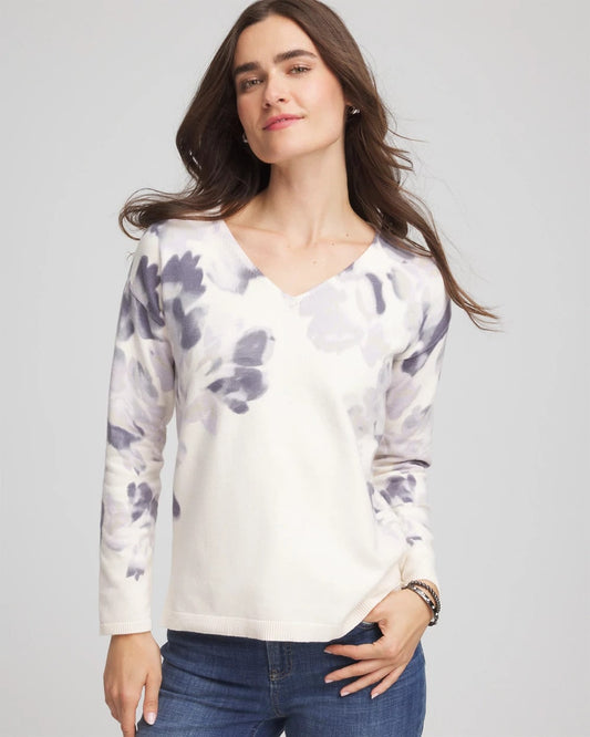 Chico's Exclusive | Printed V-Neck Sweater
