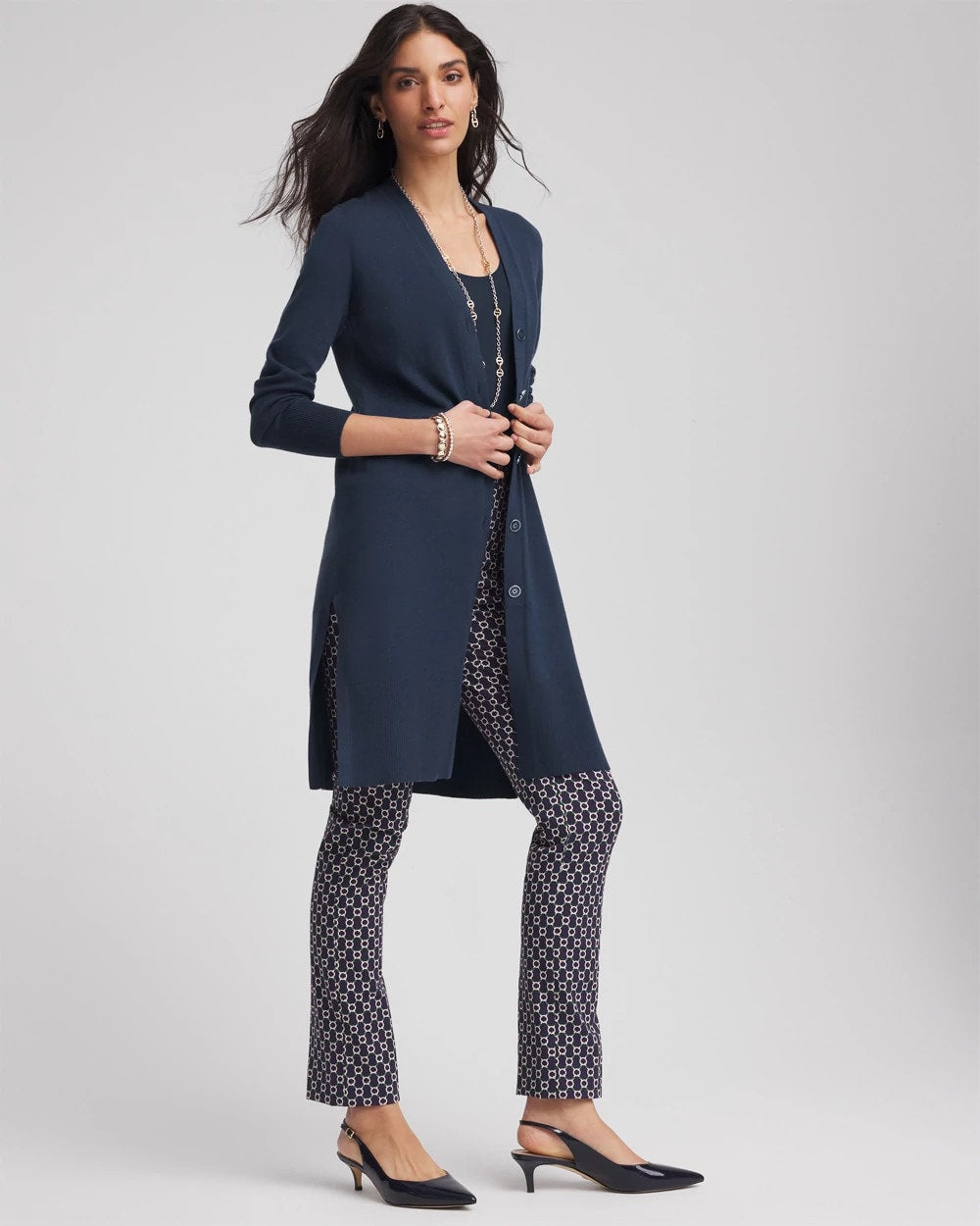 Chico's Essential | Novelty Duster Button Cardigan