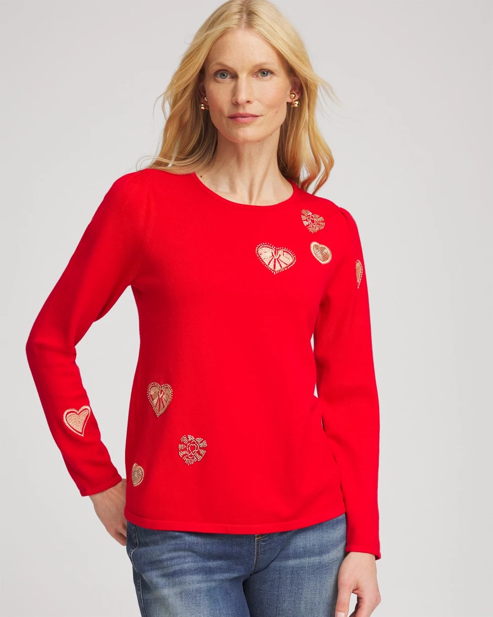Chico's Trending | V-Day Embroidered Heart Pullover