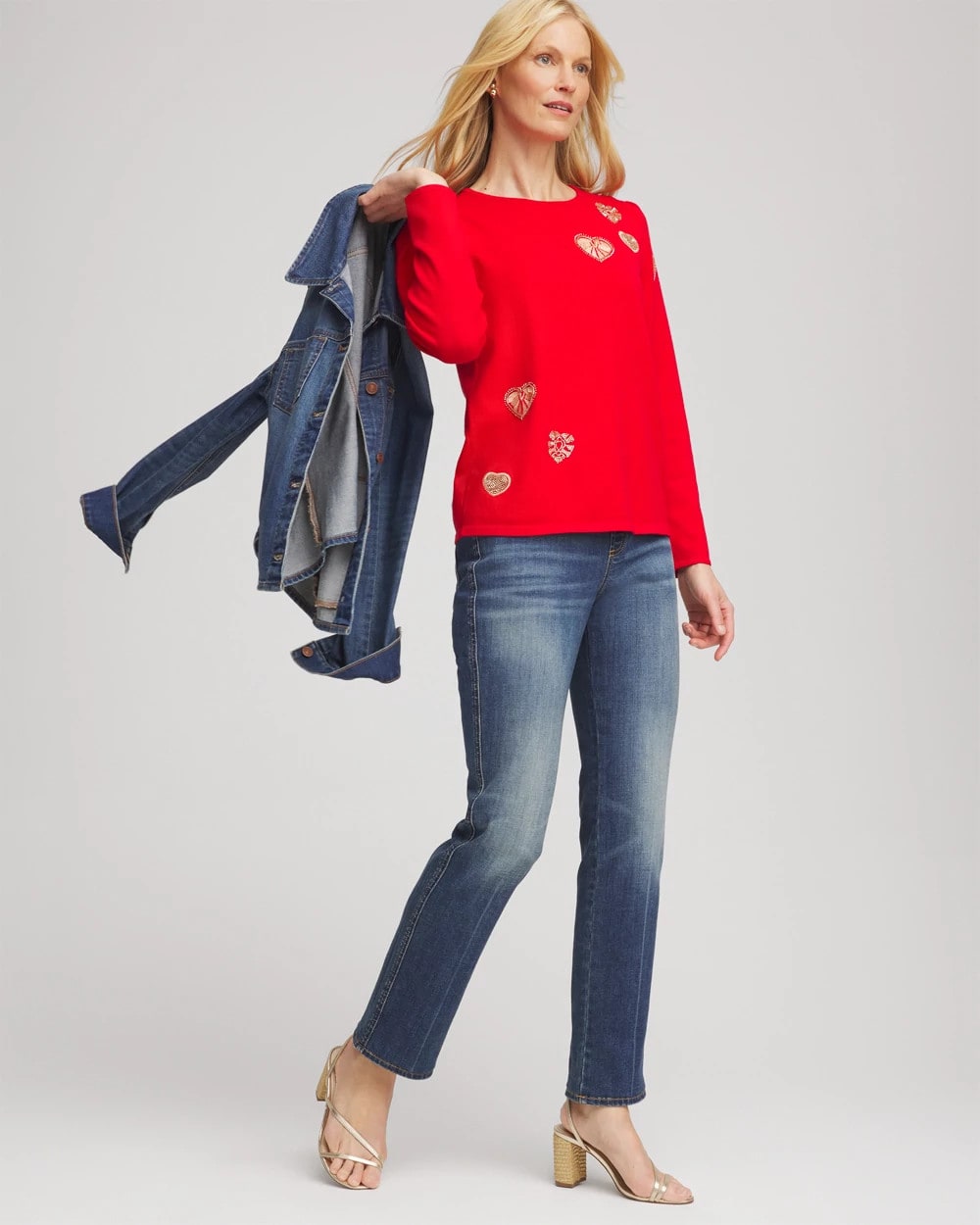 Chico's Trending | V-Day Embroidered Heart Pullover