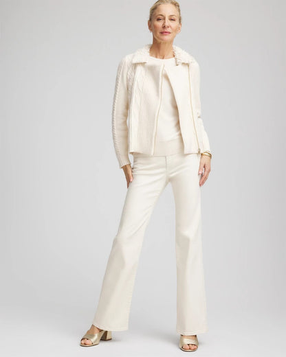 Chico's Everyday | Fur Trim Moto Cardigan