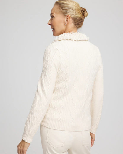 Chico's Everyday | Fur Trim Moto Cardigan