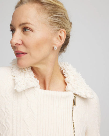 Chico's Everyday | Fur Trim Moto Cardigan