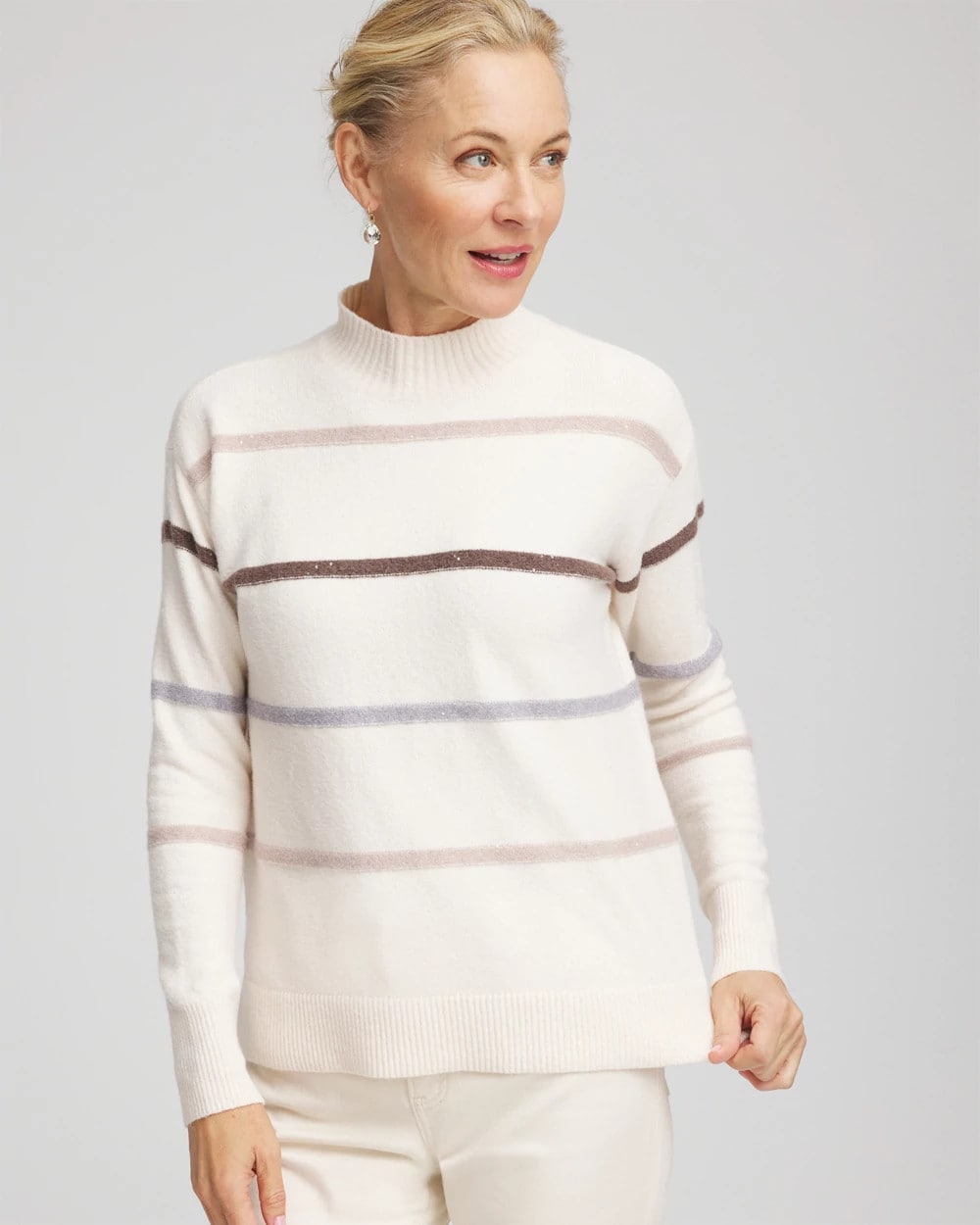 Chico's Best Price | Sequined Stripe Pullover Sweater