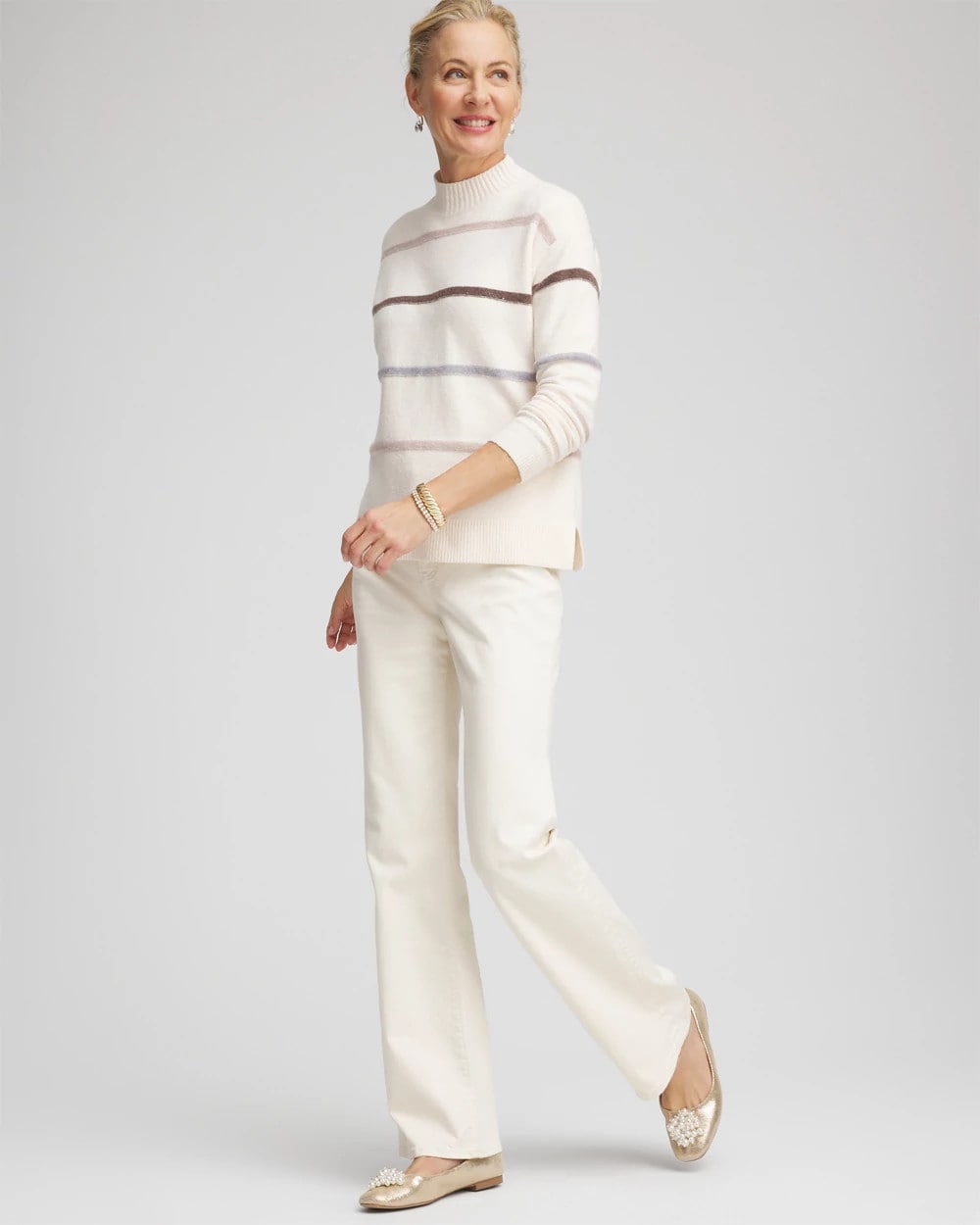 Chico's Best Price | Sequined Stripe Pullover Sweater