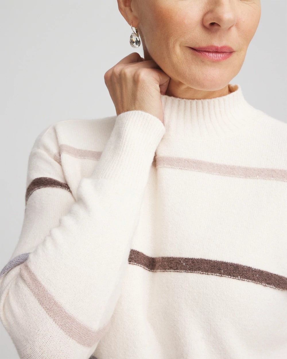 Chico's Best Price | Sequined Stripe Pullover Sweater