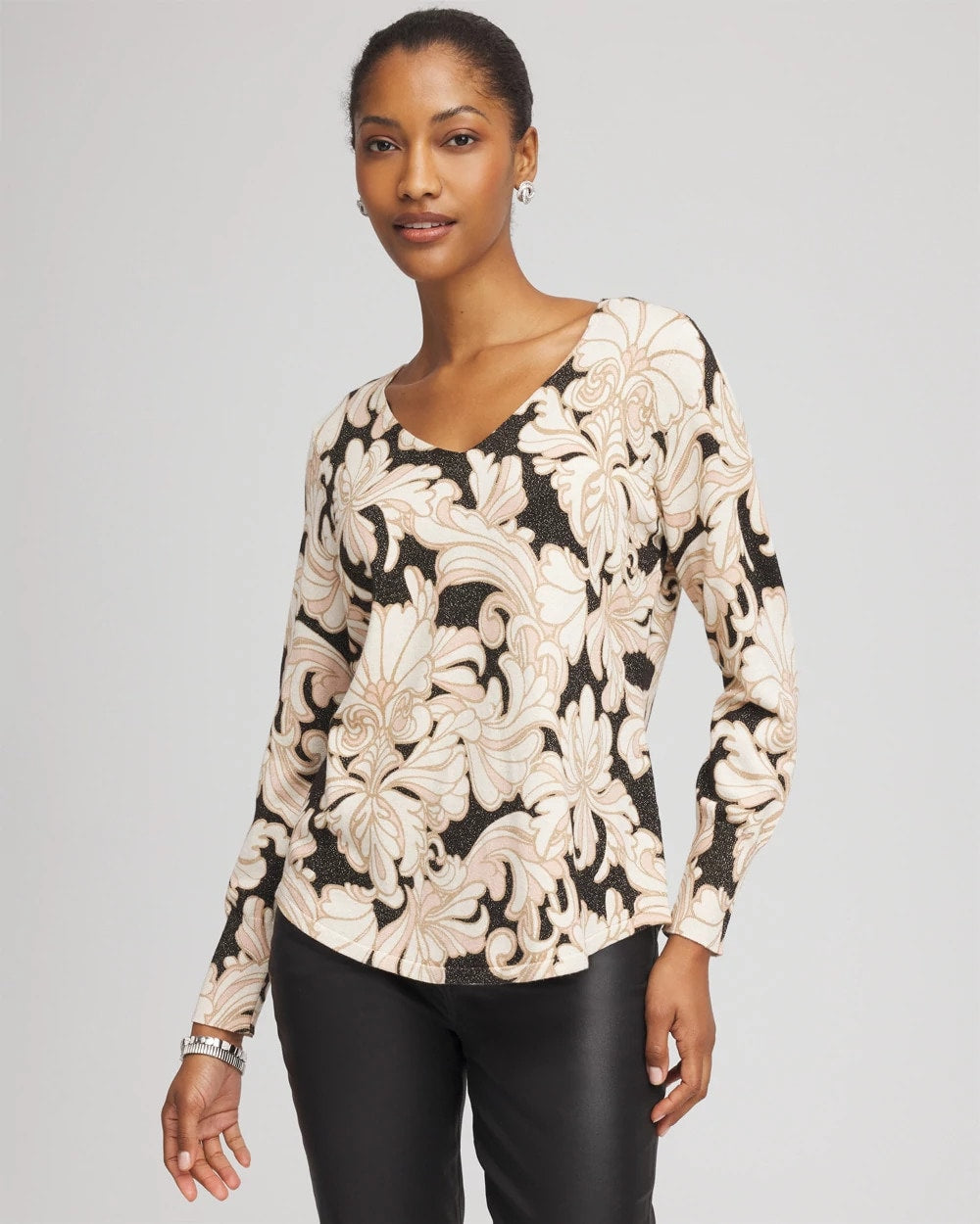 Chico's Great Value | Ella Metallic V-Neck Sweater