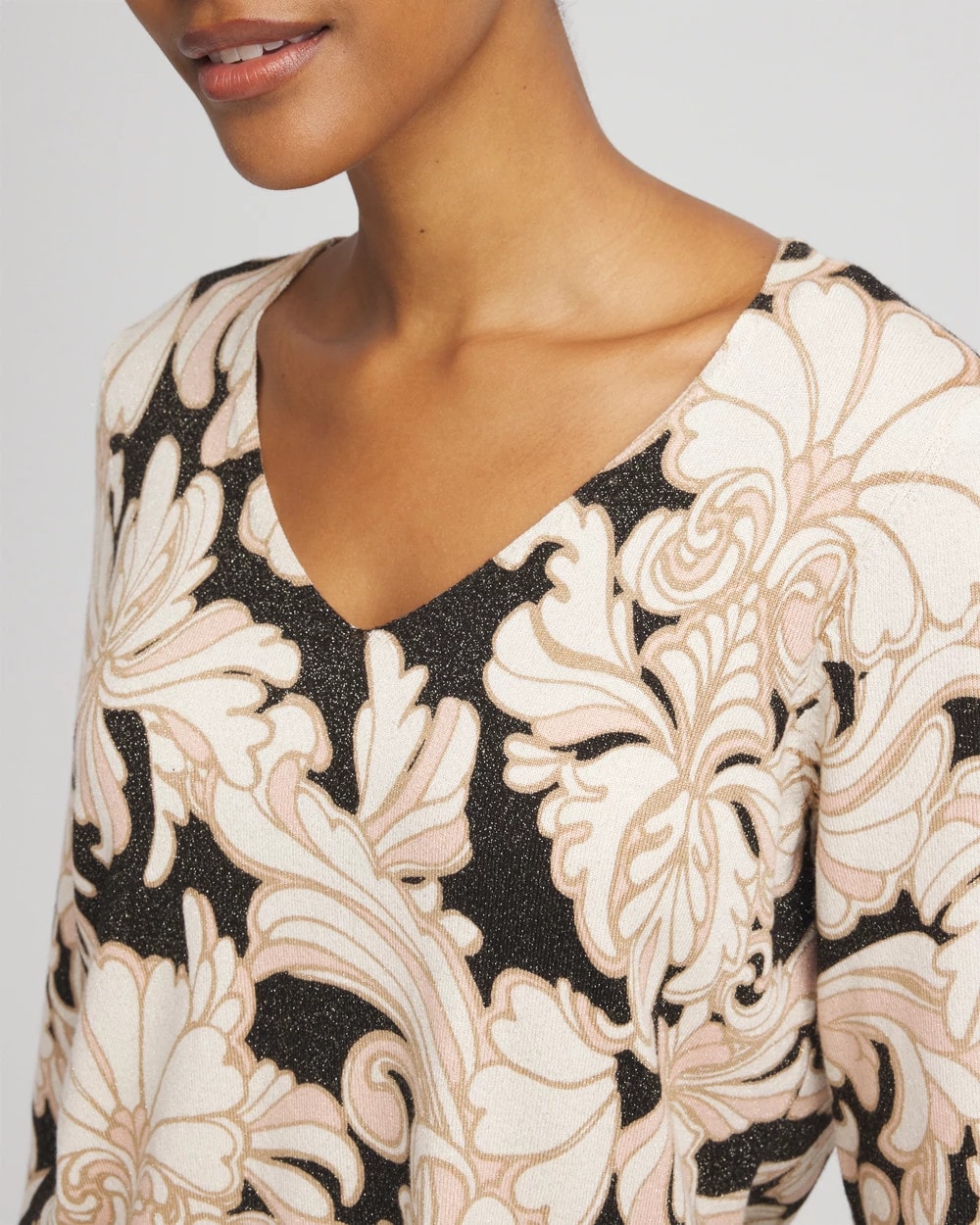 Chico's Great Value | Ella Metallic V-Neck Sweater