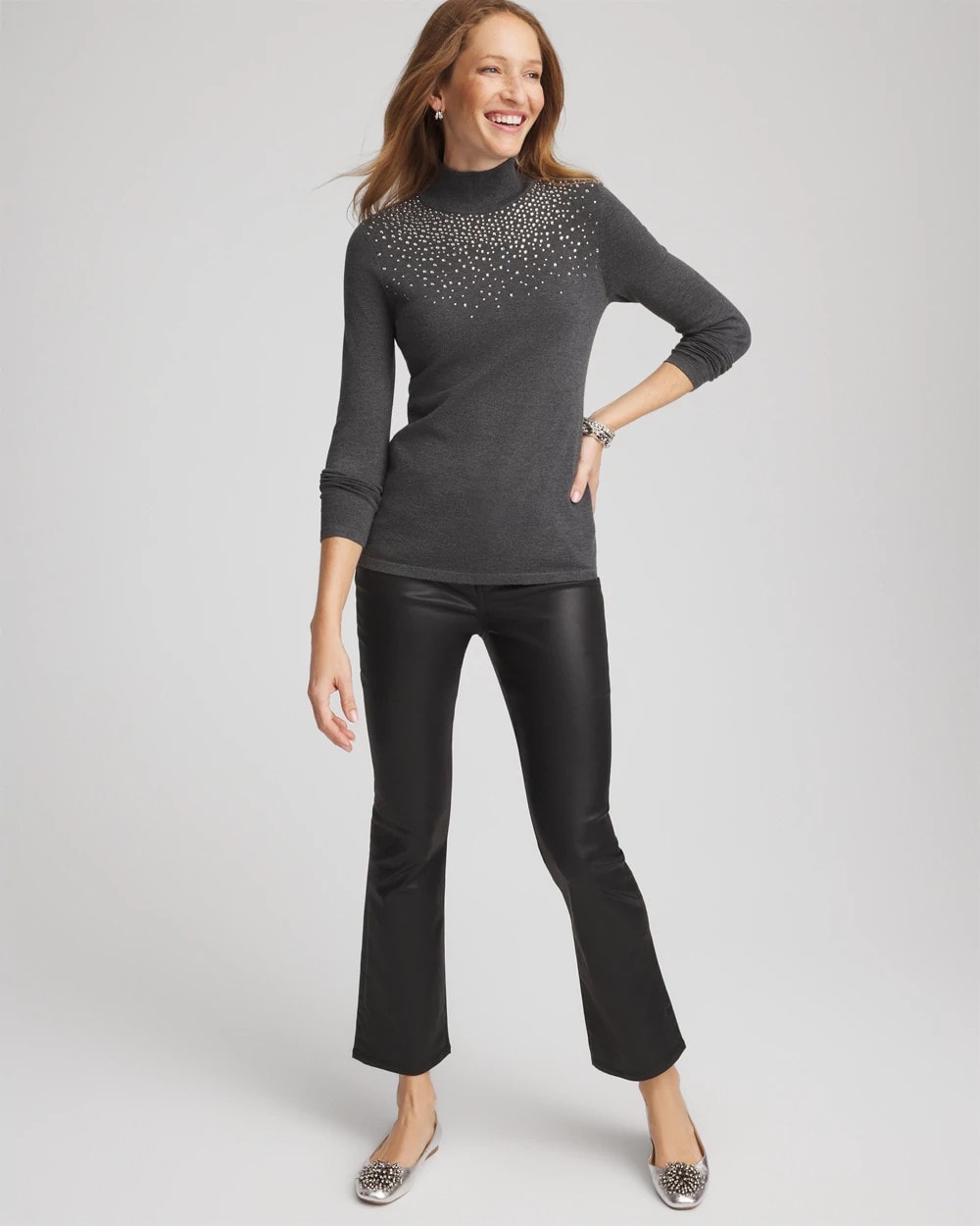 Chico's Premium | Ella Rhinestone Mockneck Sweater