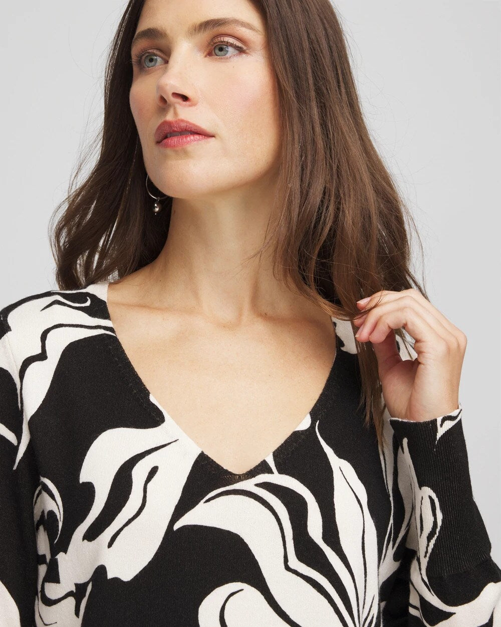 Chico's Deals | Ella Printed V-Neck Sweater