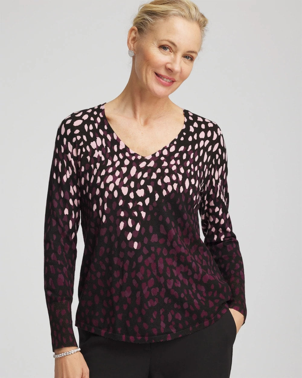 Chico's Exclusive | Ella Printed V-Neck Sweater