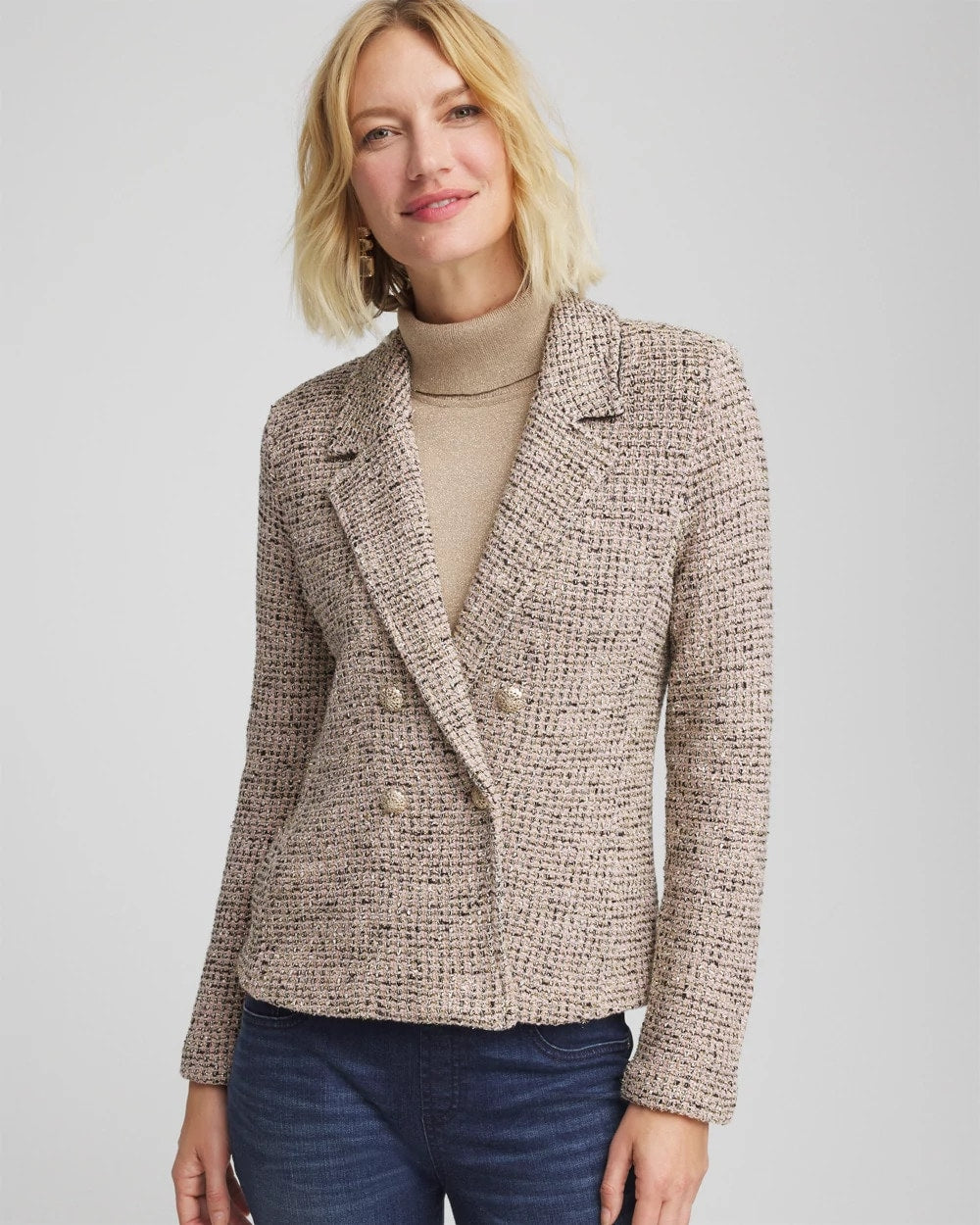 Chico's Quality | Double Breasted Tweed Blazer