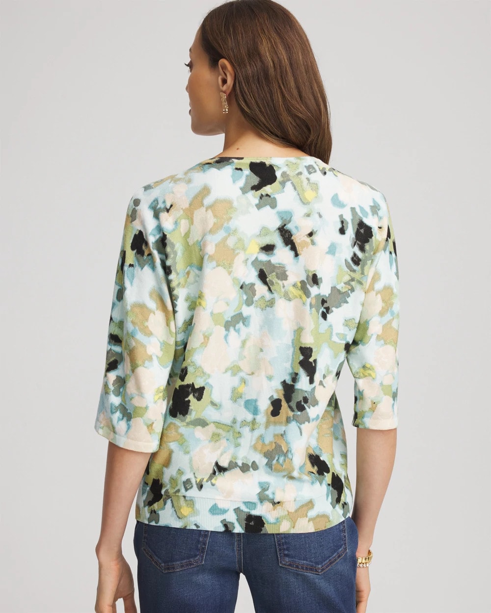 Chico's Everyday | Printed Dolman V-Neck Pullover Sweater