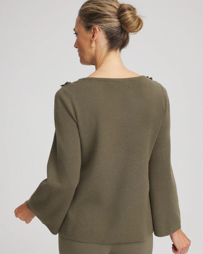 Chico's Discount | Appliqué Flared-Sleeve Sweater