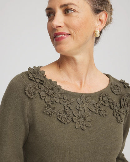 Chico's Discount | Appliqué Flared-Sleeve Sweater