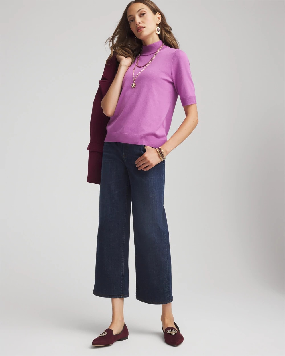 Chico's Everyday | Ella Elbow Sleeve Mockneck Sweater