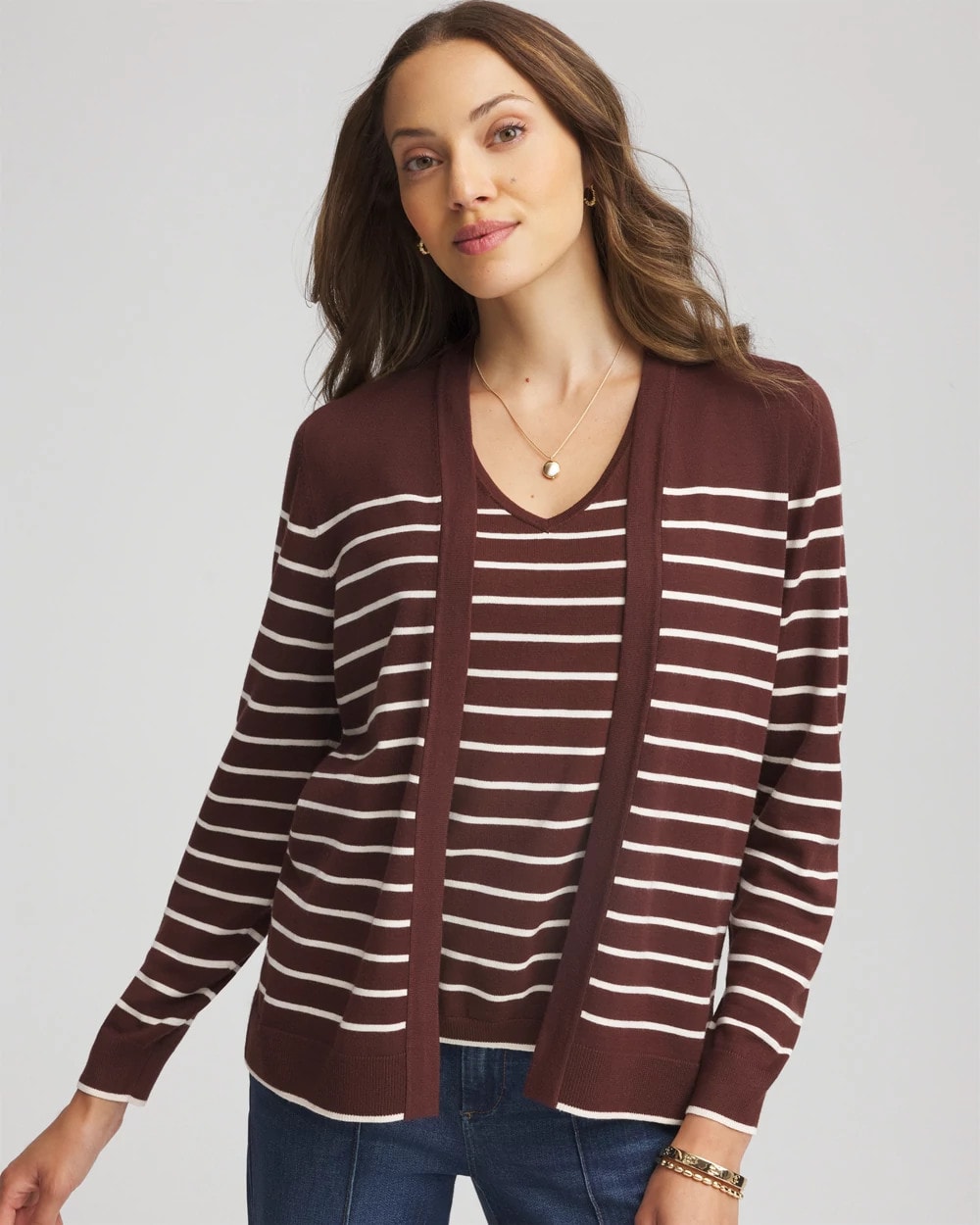 Chico's Top Pick | Ella Striped Long-Sleeve Cardigan