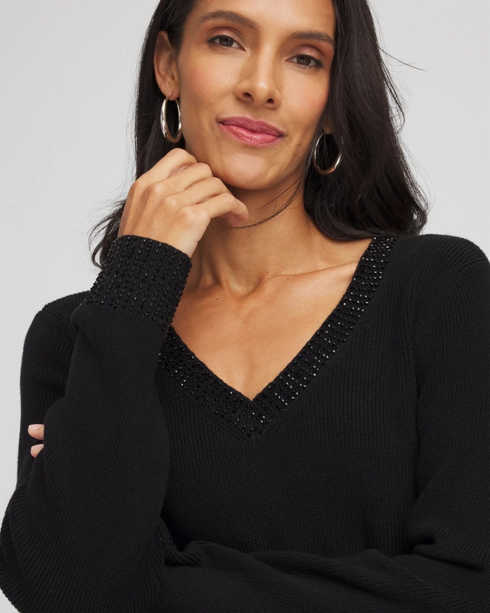 Chico's Quality | Embellished V-Neck Pullover Sweater