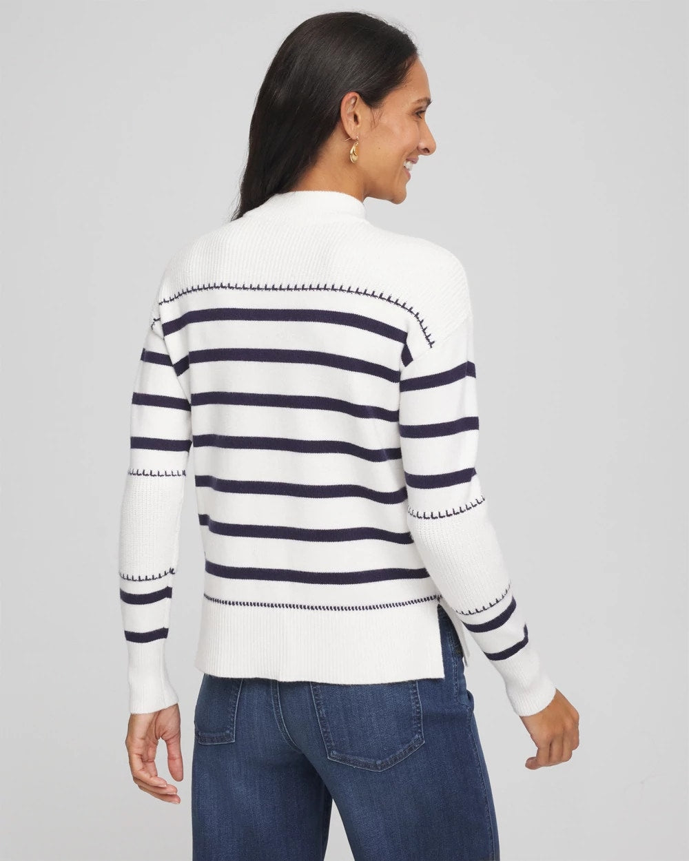 Chico's Deals | Striped Relaxed Mockneck Pullover