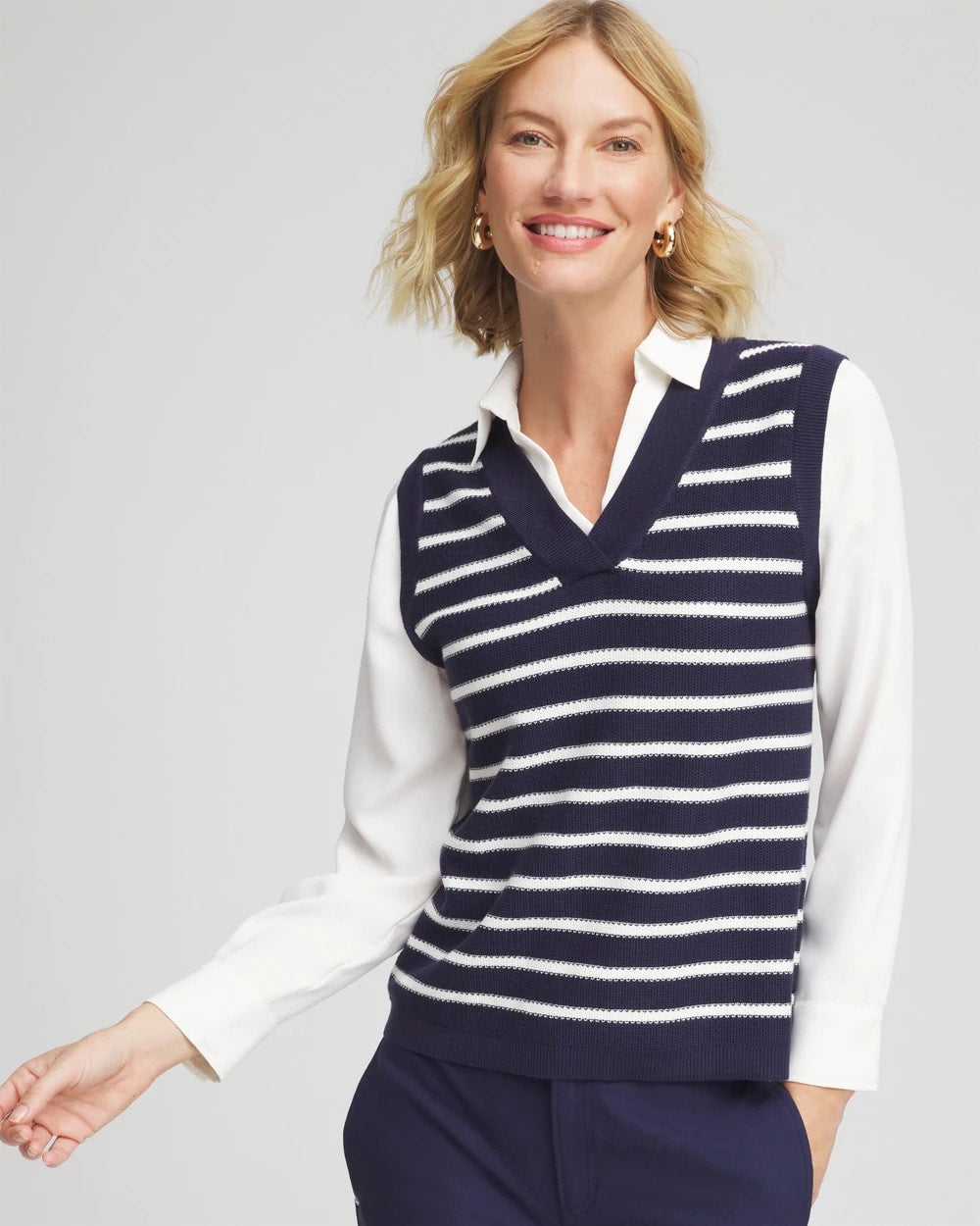Chico's Trending | Striped V-Neck 2 in 1 Sweater Vest