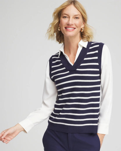 Chico's Trending | Striped V-Neck 2 in 1 Sweater Vest