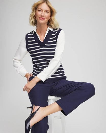Chico's Trending | Striped V-Neck 2 in 1 Sweater Vest