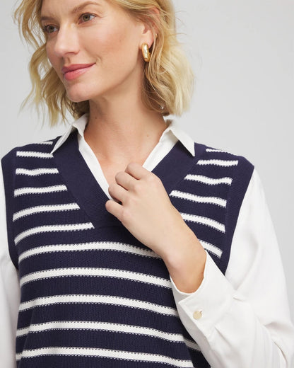 Chico's Trending | Striped V-Neck 2 in 1 Sweater Vest