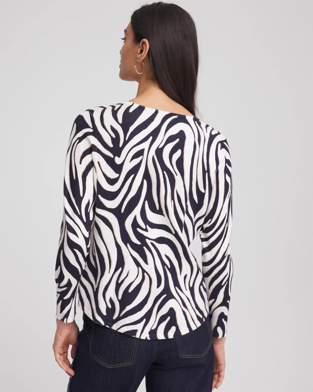 Chico's New | Ella Zebra V-Neck Pullover Sweater
