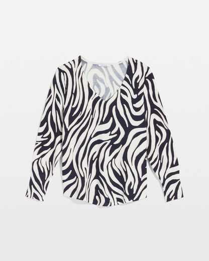 Chico's New | Ella Zebra V-Neck Pullover Sweater