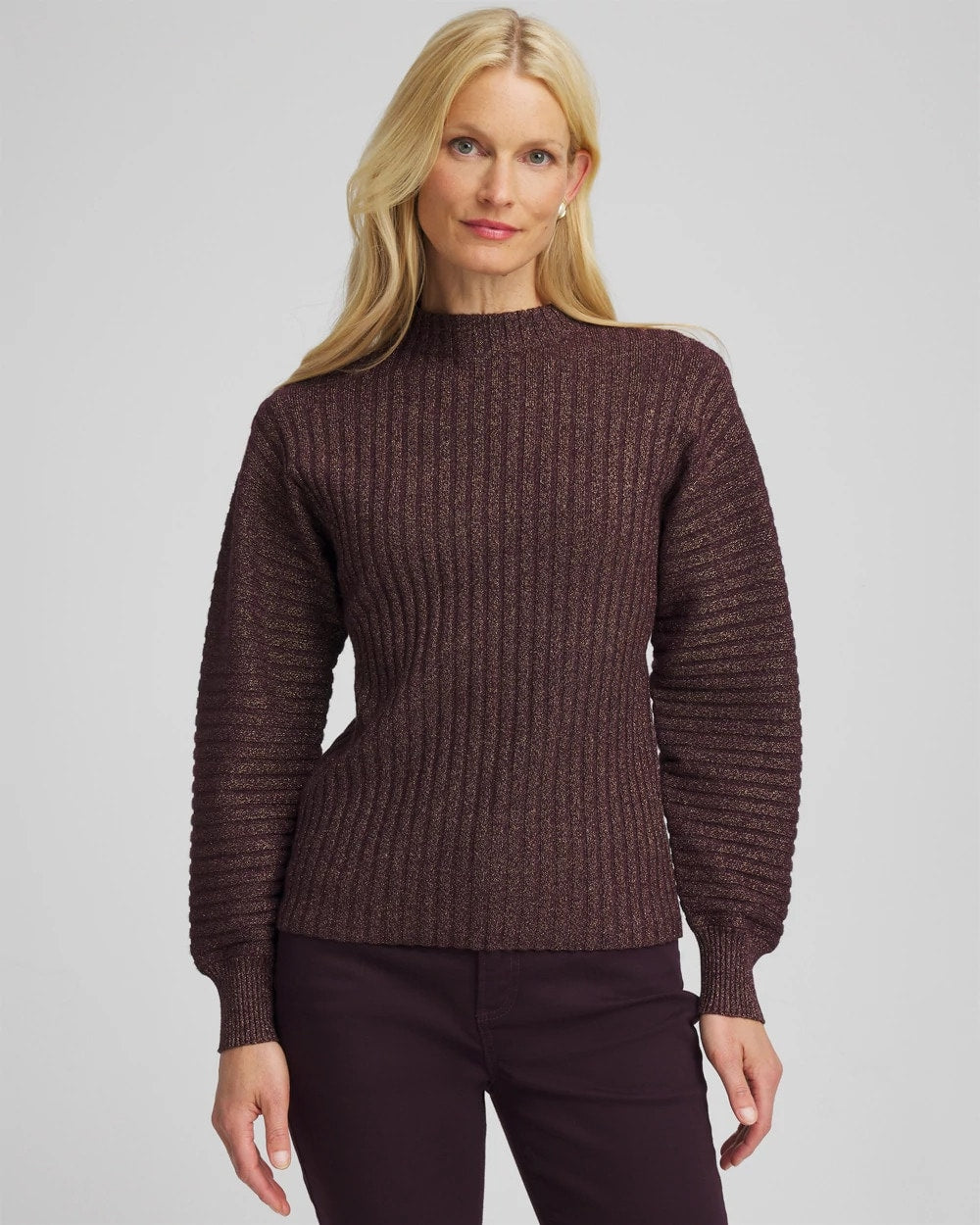 Chico's Quality | Metallic Ribbed Pullover