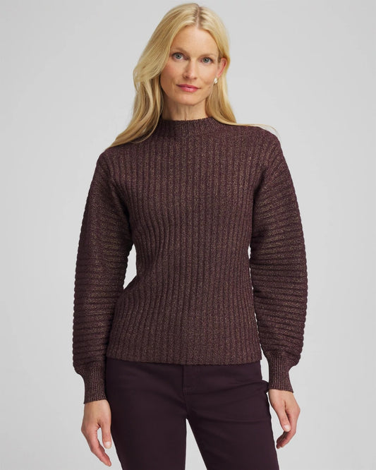 Chico's Quality | Metallic Ribbed Pullover